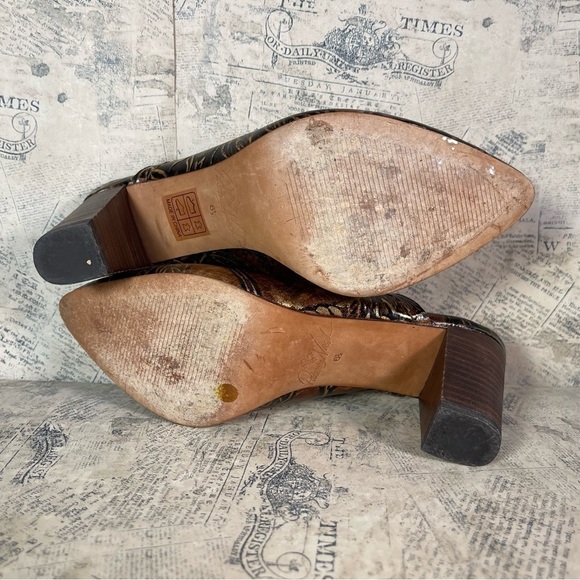 Patricia Nash Ruffina Mule Pumps, Chocolate - Gold tone colors - Picture 10 of 12